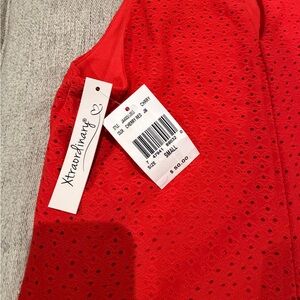 Xtraordinary Vibrant Red Eyelet Dress